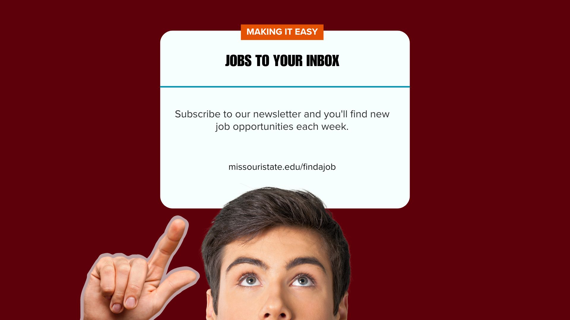 Student pointing to info about signing up for email
