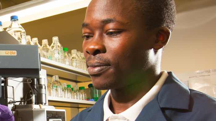 Close up of student in lab.