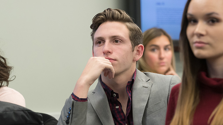 Student listening in class.