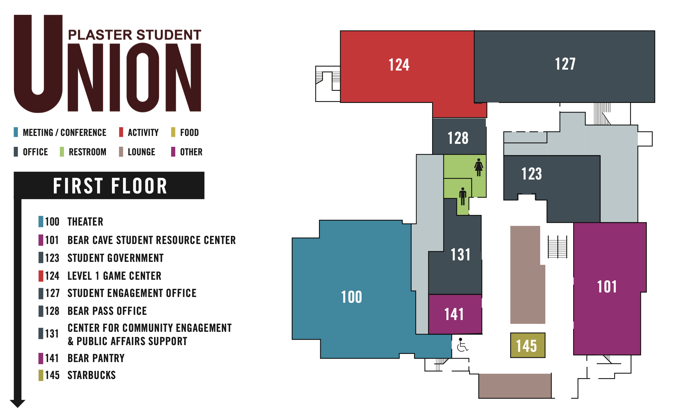 Plaster Student Union - Level 1 floor plan