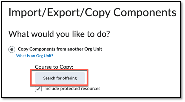 The search for offering option is highlighted by a red box.