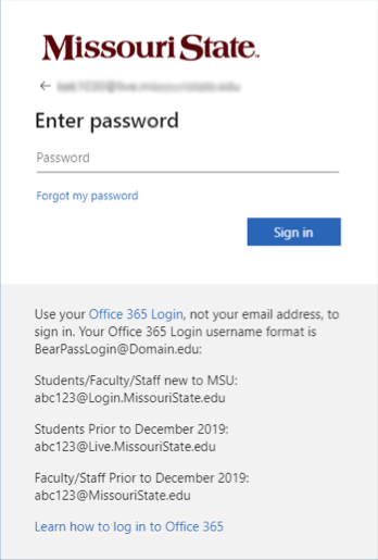 Microsoft sign in prompting for password