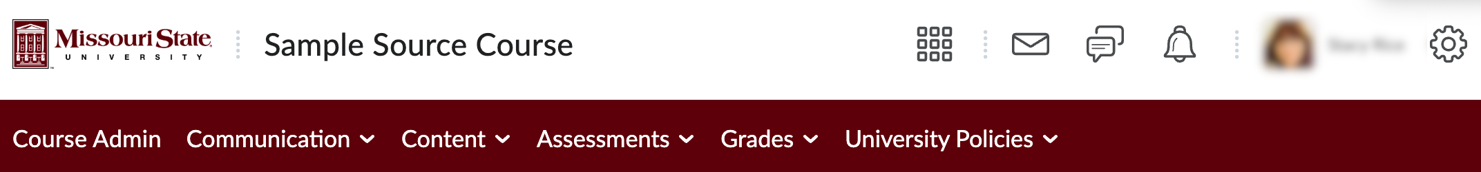 Instructor view of the course navigation bar