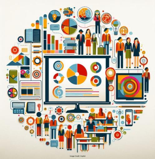 image of a computer and various abstract people and items representing AI Integration