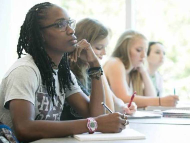 students at table