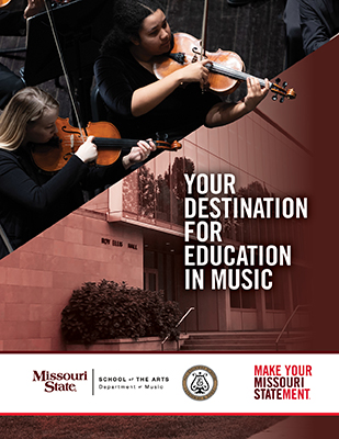 Photo of Music's viewbook cover of students playing violin