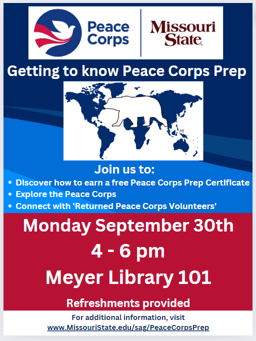 Flyer for Getting to Know Peace Corps Prep event