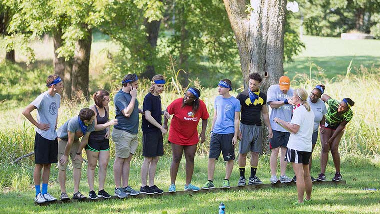 Group of Missouri State University students in the park. 