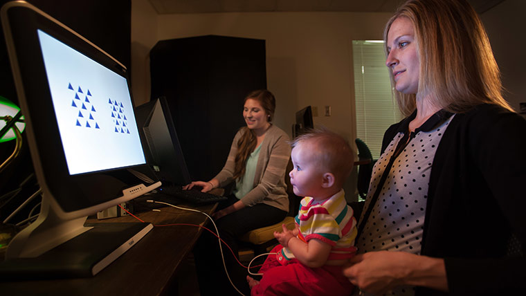 Tracking eye movements on babies.