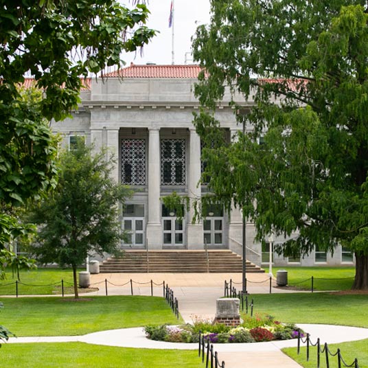 A front view of Hill Hall, home to the College of Education