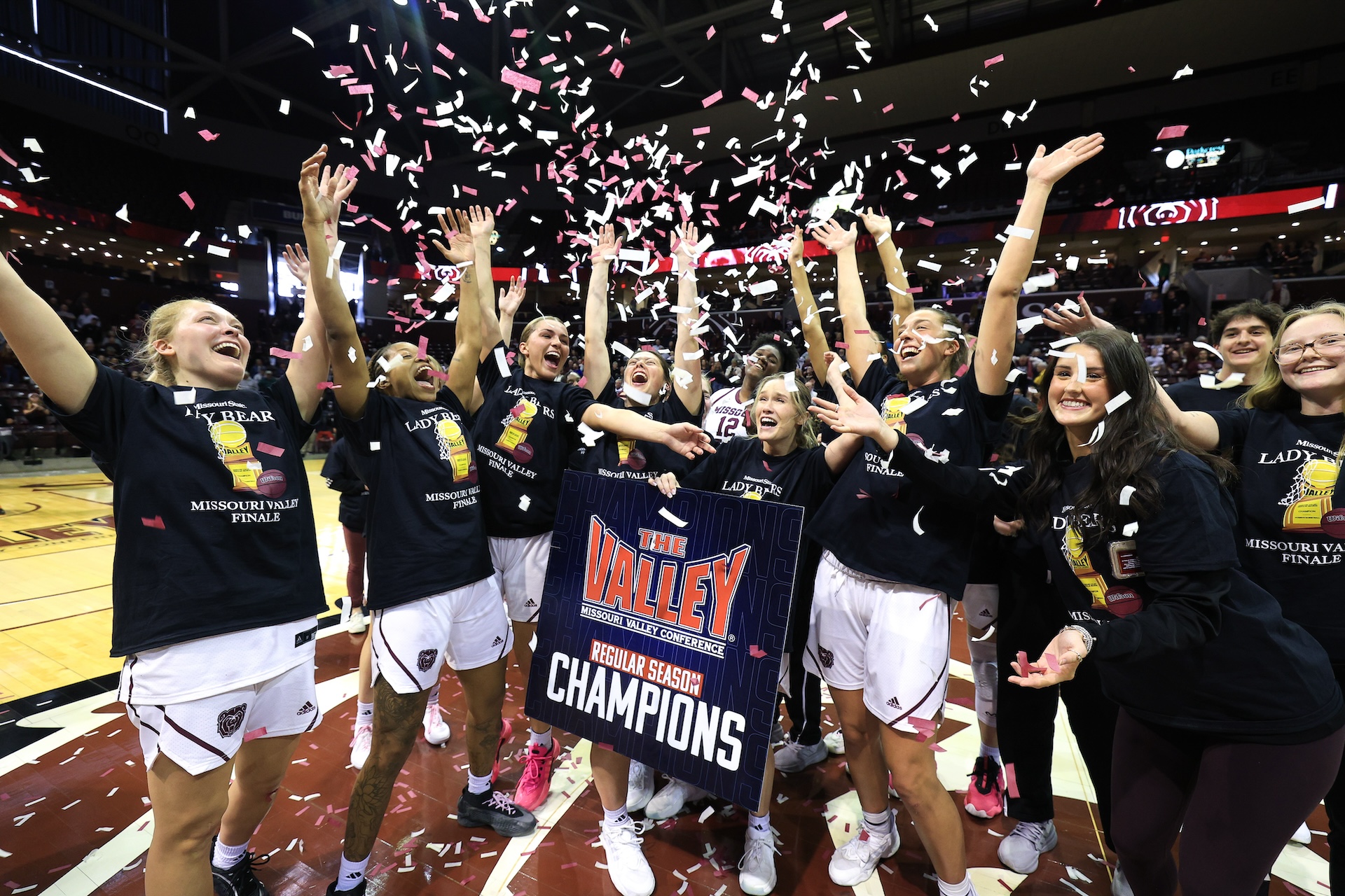 MSU women's basketball team winning the MVC championship