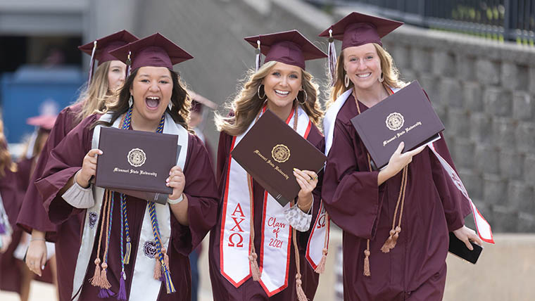 Missouri State University graduates celebrate at commencement.